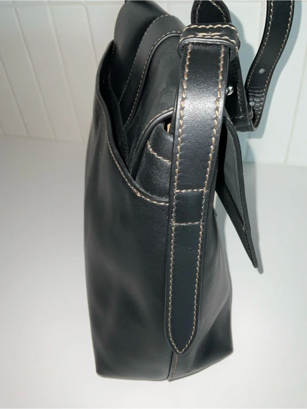 Furla Charlie Black Structured Shoulder Top-Handle Medium Bag